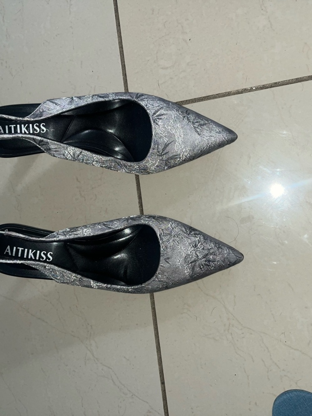 Silver Pointed Toe Pumps